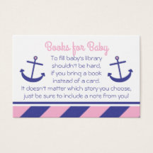 Roze Nautisch Anker Baby shower Breng een Boek Kaa