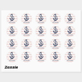 Roze Nautisch Anker Baby shower Favor Stickers (Vel)