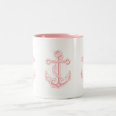 Roze nautisch anker ontwerp tweekleurige koffiemok (Center)