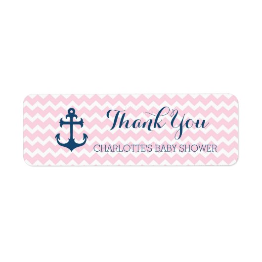 Roze Nautisch Baby shower Favor Labels (Voorkant)