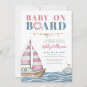 Roze nautisch Baby shower Kaart (Voorkant)