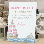 Roze Nautisch Baby shower Luier Raffle Reclamebord Met Voetstuk