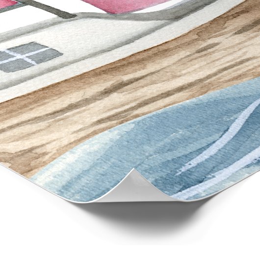 Roze nautisch Baby shower Poster (Hoek)