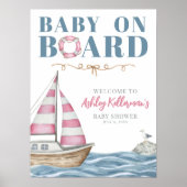 Roze nautisch Baby shower Poster (Voorkant)