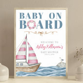 Roze nautisch Baby shower Poster