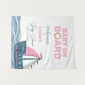 Roze Nautisch Baby shower Welkom Achtergrond Wandkleed (Voorkant (horizontaal))