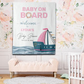 Roze Nautisch Baby shower Welkom Achtergrond Wandkleed