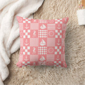 Roze nautisch patchworkpatroon kussen (Deken)