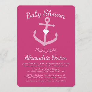 Roze Nautisch thema Baby shower Uitnodiging