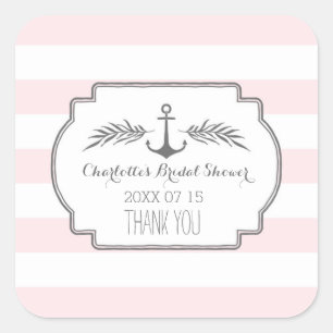 Roze Nautisch Vrijgezellenfeest Favor Tags Vierkante Sticker