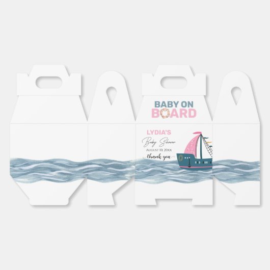 Roze Nautische Baby aan boord Baby shower Bedankdoosjes