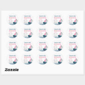 Roze Nautische Baby aan boord Baby shower Ronde Sticker (Vel)