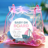 Roze Nautische Baby aan boord Baby shower Ronde Sticker