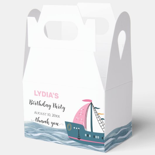 Roze Nautische Baby aan boord Verjaardagsfeest Bedankdoosjes (Open)
