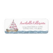 Roze Nautische Baby Borrel Etiket (Voorkant)
