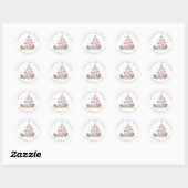 Roze Nautische Baby Borrel Ronde Sticker (Vel)