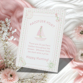 Roze Nautische Baby Meisje Fopspeen Hunt Baby show Reclamebord Met Voetstuk