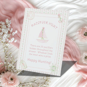 Roze Nautische Baby Meisje Fopspeen Hunt Baby show Reclamebord Met Voetstuk