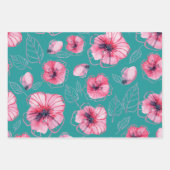 Roze navi blue Wrapping Paper Flat Sheet Set van 3 (Voorkant 2)