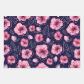 Roze navi blue Wrapping Paper Flat Sheet Set van 3 (Voorkant)