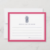 Roze & Navy Ananas Vrijgezellenfeest Advies Kaart (Voorkant)