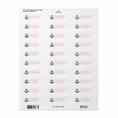 Roze Navy Anker Hart Retouradres Labels (Full Sheet)