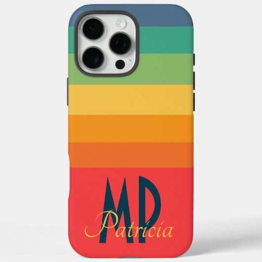 Roze Navy Blauw & mint groen levendig retro monogr Case-Mate iPhone Case (Achterkant)