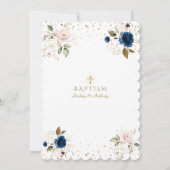 Roze Navy Blauwe Bloemige Gouden Kruis Tweeling Do Kaart (Achterkant)