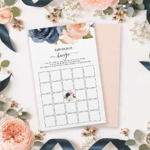 Roze Navy Bloemen Baby Shower Cadeau Openen Bingo