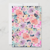 Roze Navy  Bloemen Baby shower Uitnodiging (Achterkant)