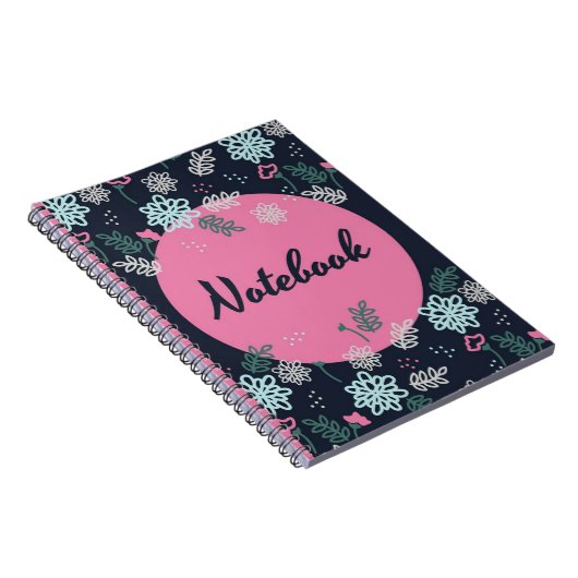 Roze & Navy Bloemen Notitieboek (Rechterzijde)