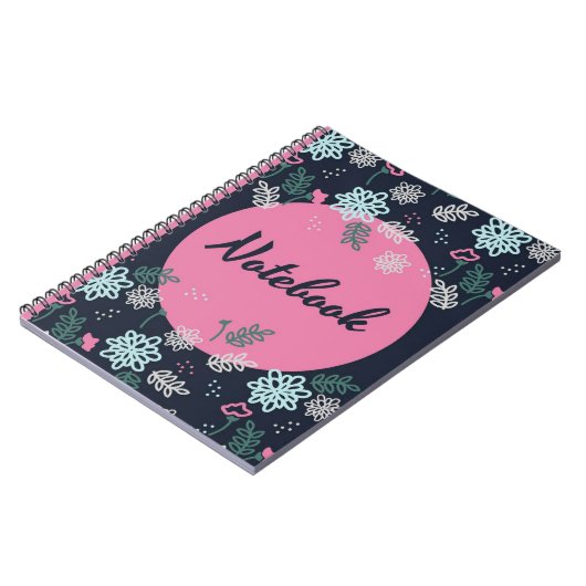 Roze & Navy Bloemen Notitieboek (Linkerzijde)