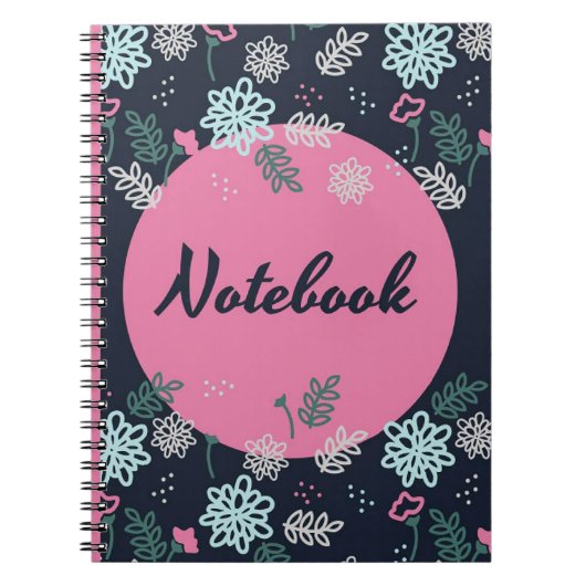 Roze & Navy Bloemen Notitieboek (Voorkant)