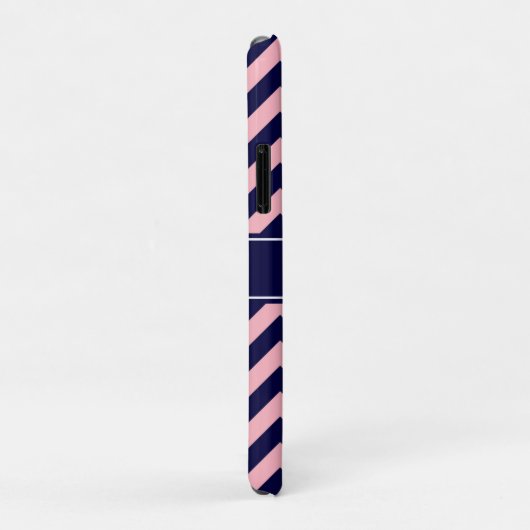 Roze, Navy Blue LG Chevron Navy Name Monogram Case-Mate iPhone Case (Achterkant/rechts)