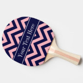 Roze, Navy Blue LG Chevron Navy Name Monogram Tafeltennisbatje (Zijkant)