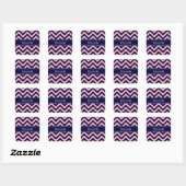 Roze, Navy Blue LG Chevron Navy Name Monogram Vierkante Sticker (Vel)