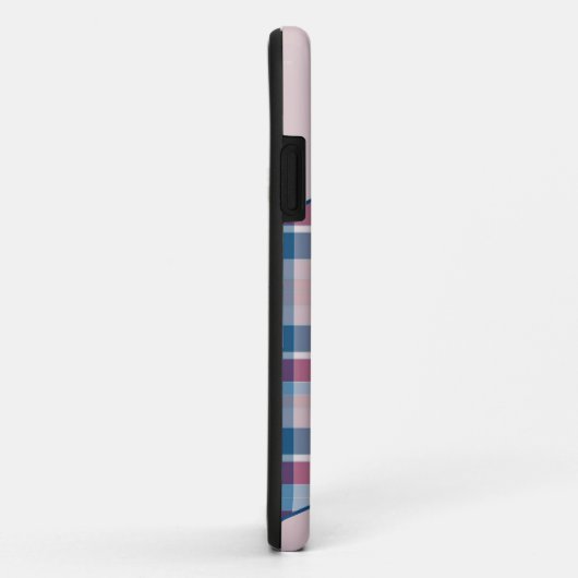 Roze-navy blue plaid iPhone Case (Achterkant/rechts)