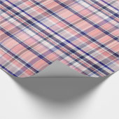 Roze Navy Blue White Preppy Madras Pset Cadeaupapier (Hoek)