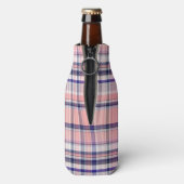 Roze Navy Blue White Preppy Madras Pset Flesjeskoeler (Fles Achterkant)