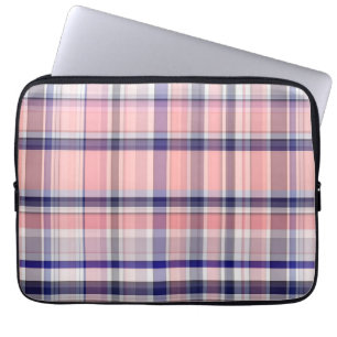 Roze Navy Blue White Preppy Madras Pset Laptop Sleeve