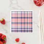 Roze Navy Blue White Preppy Madras Pset Servetten (Insitu)