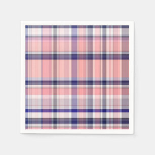 Roze Navy Blue White Preppy Madras Pset Servetten