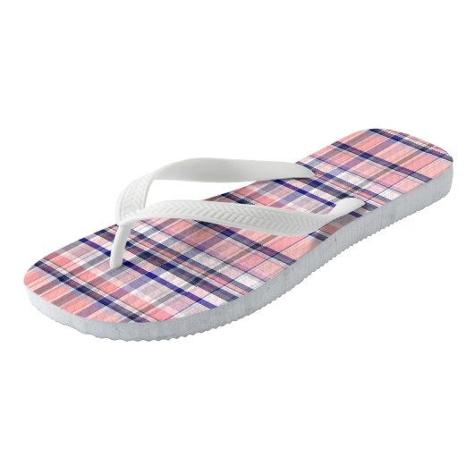 Roze Navy Blue White Preppy Madras Pset Teenslippers (Schuin)