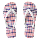 Roze Navy Blue White Preppy Madras Pset Teenslippers (Voetbed)