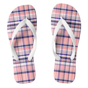 Roze Navy Blue White Preppy Madras Pset Teenslippers