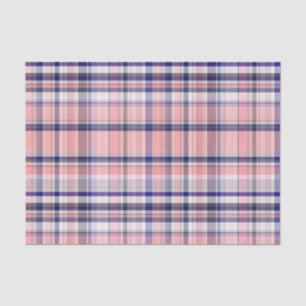 Roze Navy Blue White Preppy Madras Pset Tissuepapier