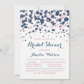 Roze & Navy Confetti bruidsdouche uitnodiging (Voorkant)