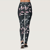 Roze Navy Elegant Zachte Waterverf Bloemen Ontwerp Leggings (Achterkant)