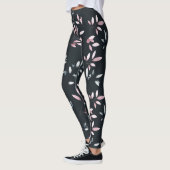 Roze Navy Elegant Zachte Waterverf Bloemen Ontwerp Leggings (Links)