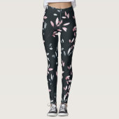 Roze Navy Elegant Zachte Waterverf Bloemen Ontwerp Leggings (Voorkant)